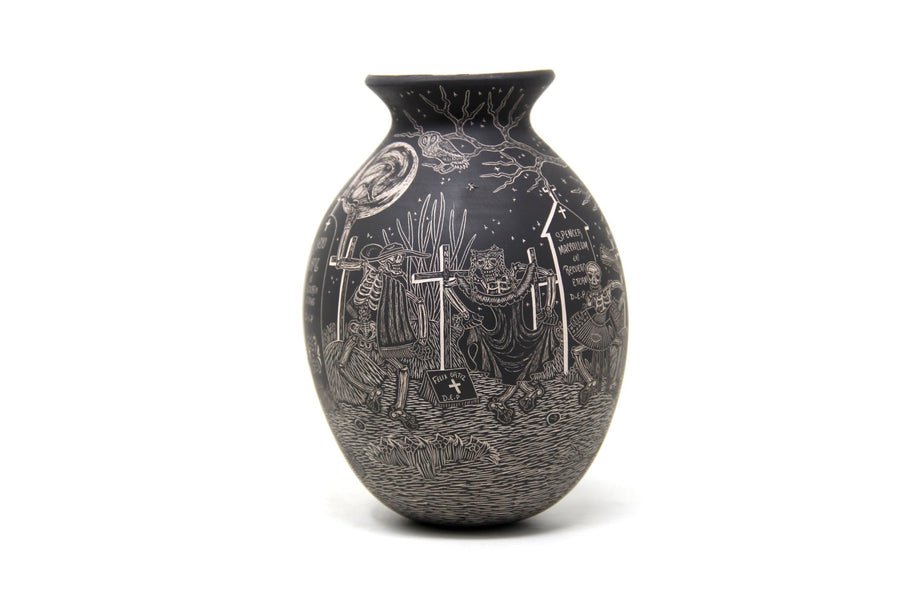 Mata Ortiz Ceramic Pot Geometric Pattern Mexican Folk Fine Art