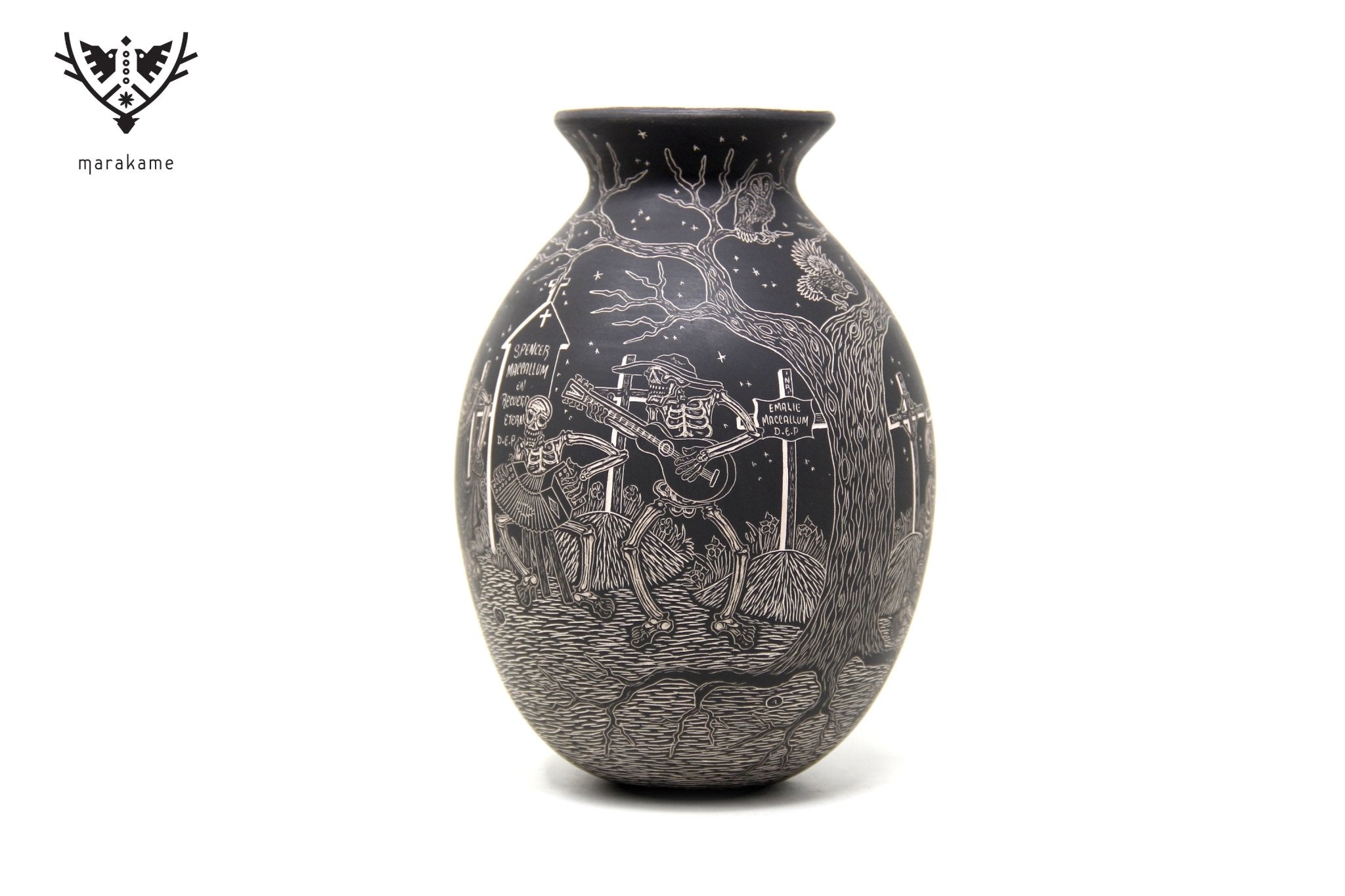 Ceramica Mata Ortiz - Danza nel Pantheon - Notte - Arte Huichol - Marakame