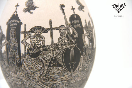 Ceramica Mata Ortiz - Calacas rumberas di giorno - Giorno dei Morti - Arte Huichol - Marakame