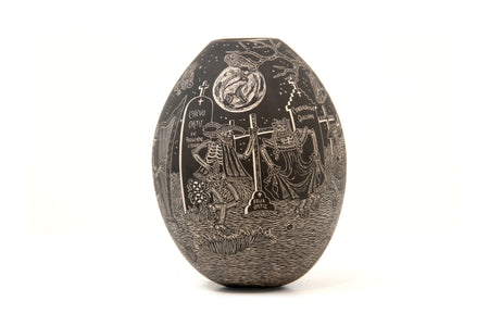 Keramik von Mata Ortiz – Calacas Rumberas bei Nacht – Tag der Toten – Huichol-Kunst – Marakame