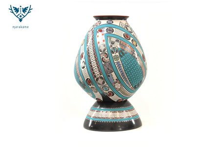 Mata Ortiz Ceramics - Light Blue - Huichol Art - Marakame