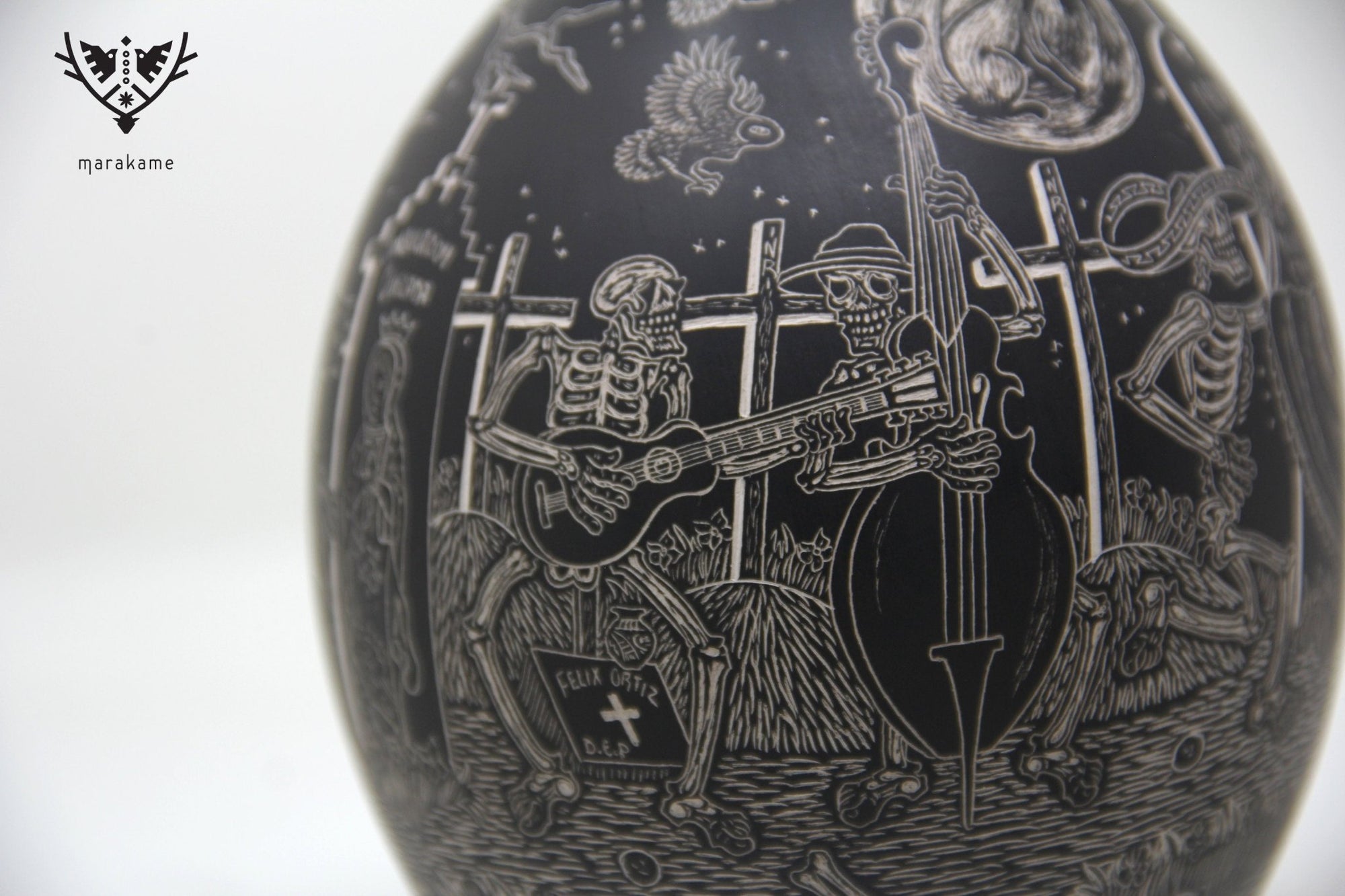 Mata Ortiz Ceramics - Restless Cemetery - Night - Huichol Art - Marakame