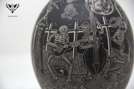 Mata Ortiz Ceramics - Restless Cemetery - Night - Huichol Art - Marakame