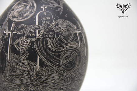 Mata Ortiz Ceramics - Restless Cemetery - Night - Huichol Art - Marakame