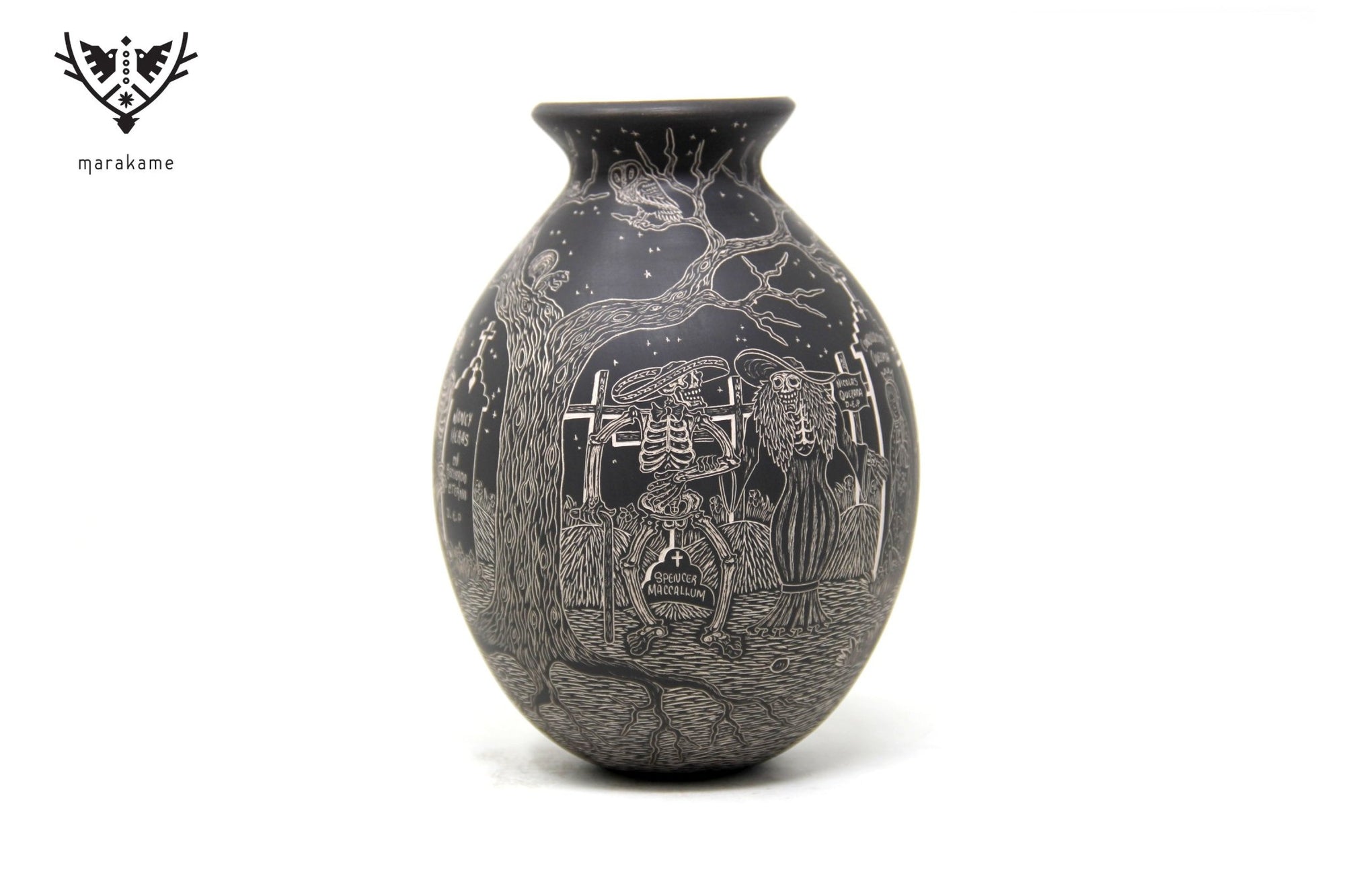 Mata Ortiz Ceramics - Restless Cemetery - Night - Huichol Art - Marakame