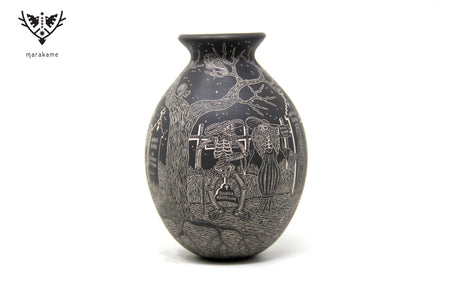 Mata Ortiz Ceramics - Restless Cemetery - Night - Huichol Art - Marakame
