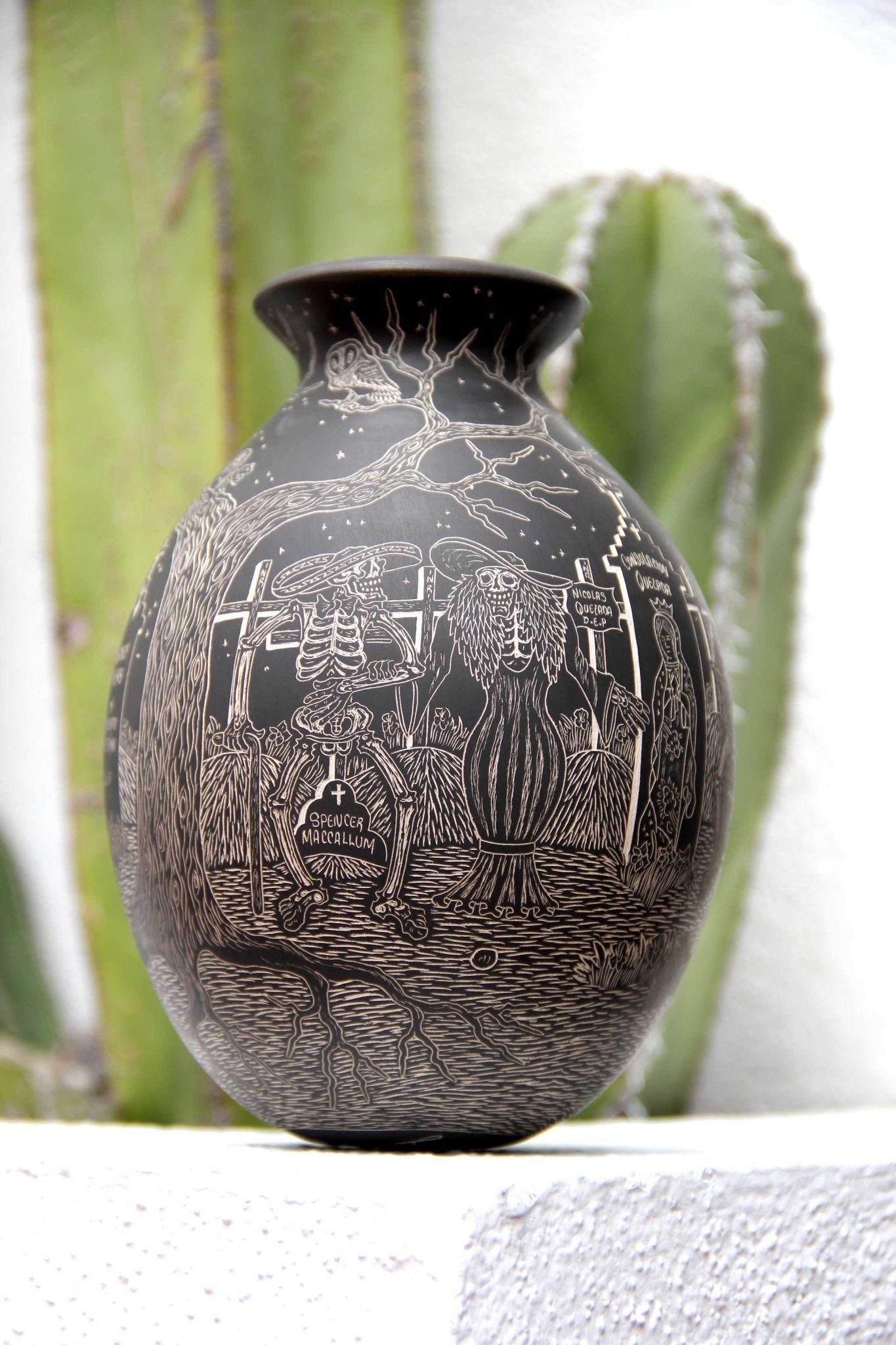 Mata Ortiz Ceramics - Restless Cemetery - Night - Huichol Art - Marakame