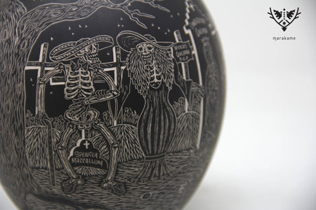 Mata Ortiz Ceramics - Restless Cemetery - Night - Huichol Art - Marakame
