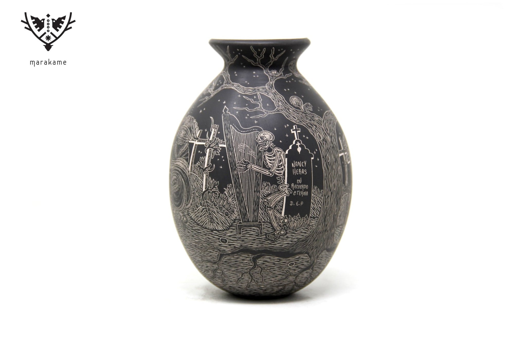 Mata Ortiz Ceramics - Restless Cemetery - Night - Huichol Art - Marakame