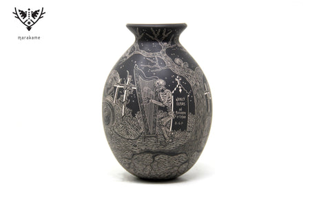 Mata Ortiz Ceramics - Restless Cemetery - Night - Huichol Art - Marakame