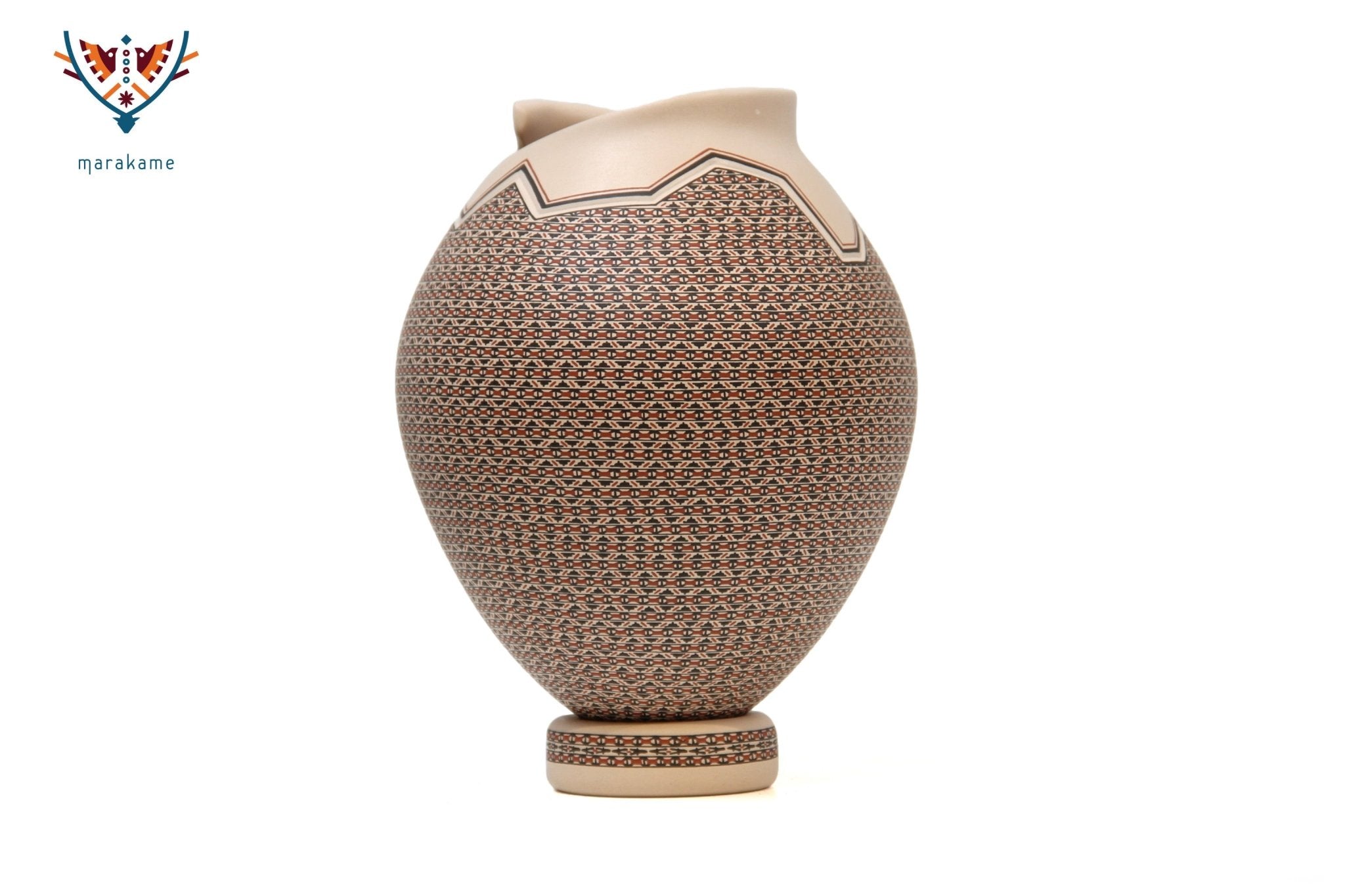 Mata Ortiz Keramik – Kurven – Fein bemalt – Huichol-Kunst – Marakame