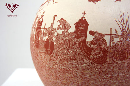 Céramique Mata Ortiz - Fête des Morts - Convivialité au Cimetière - Art Huichol - Marakame