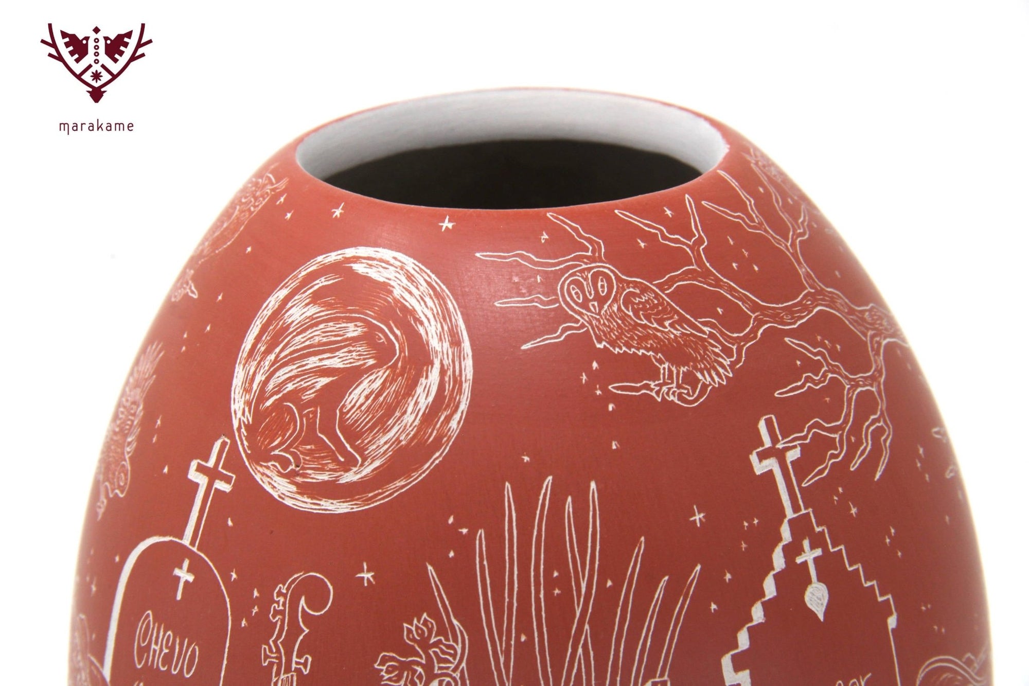 Mata Ortiz Keramik - Tag der Toten - Tanzen zum Leben / Nacht - Huichol-Kunst - Marakame