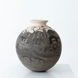 Mata Ortiz Ceramic - Jour des Morts - Danseurs à plumes - Pièce maîtresse - Art Huichol - Marakame