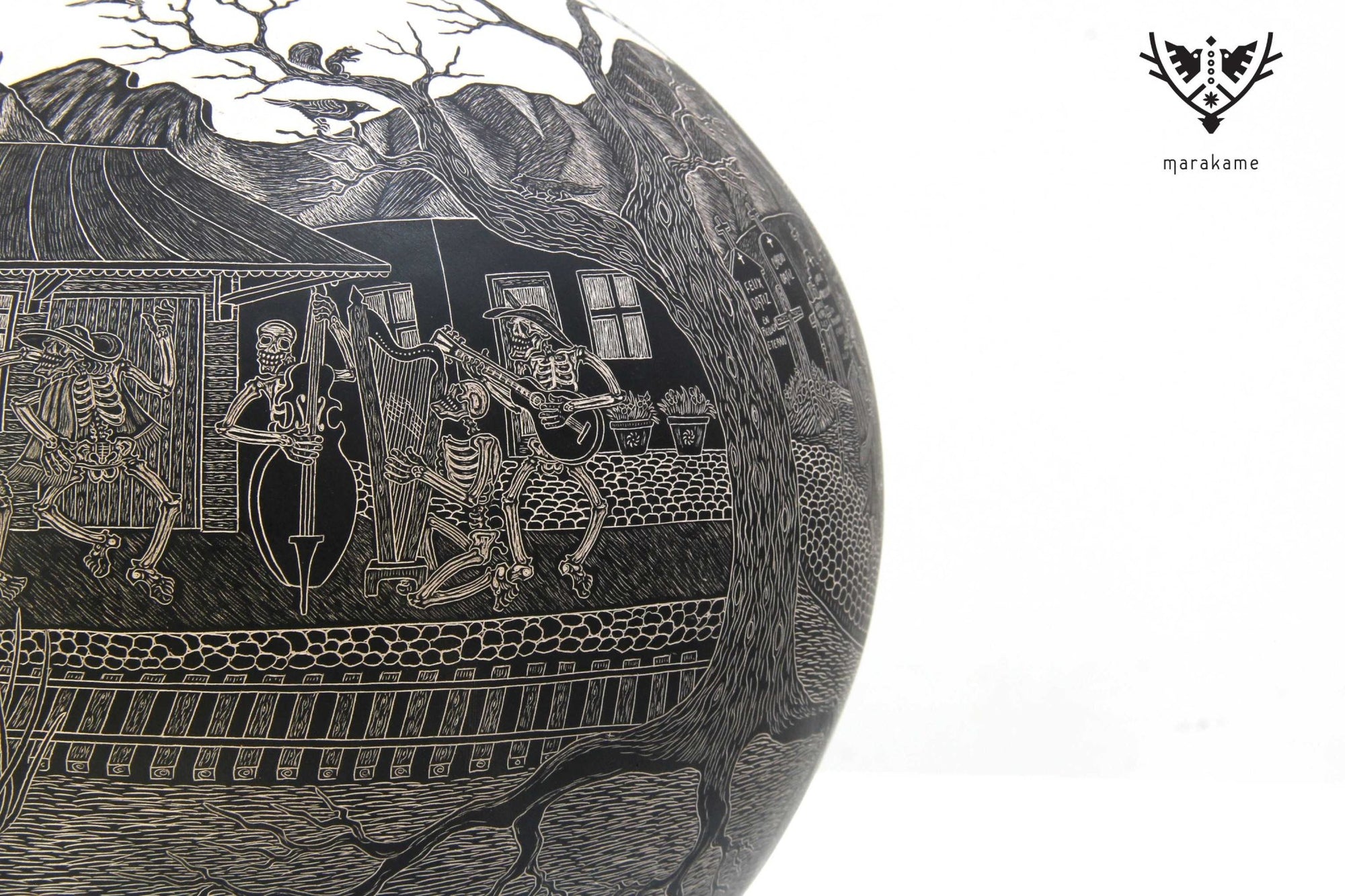 Mata Ortiz Ceramic - Day of the Dead, Feathered Dancers- Masterpiece - Huichol Art - Marakame