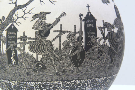 Céramique Mata Ortiz - Jour des morts, le rythme des rebelles - Chef-d'œuvre - Huichol Art - Marakame