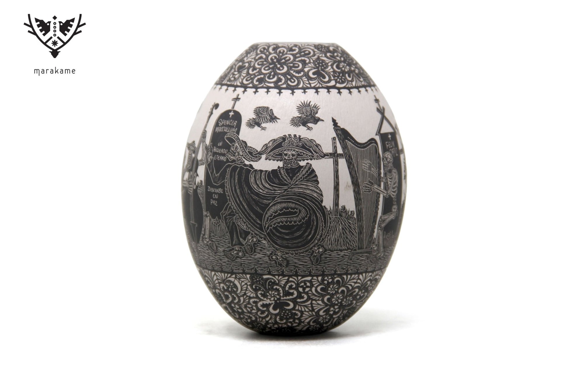 Mata Ortiz Ceramics - Day of the Dead I - Huichol Art - Marakame