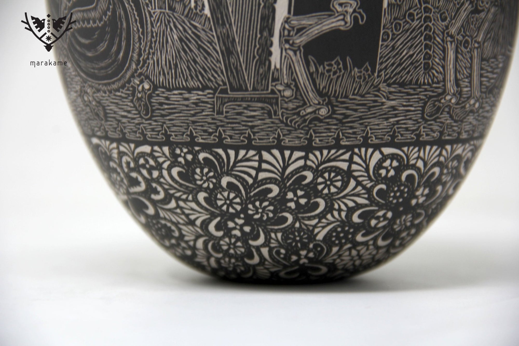 Mata Ortiz Ceramics - Day of the Dead I - Huichol Art - Marakame