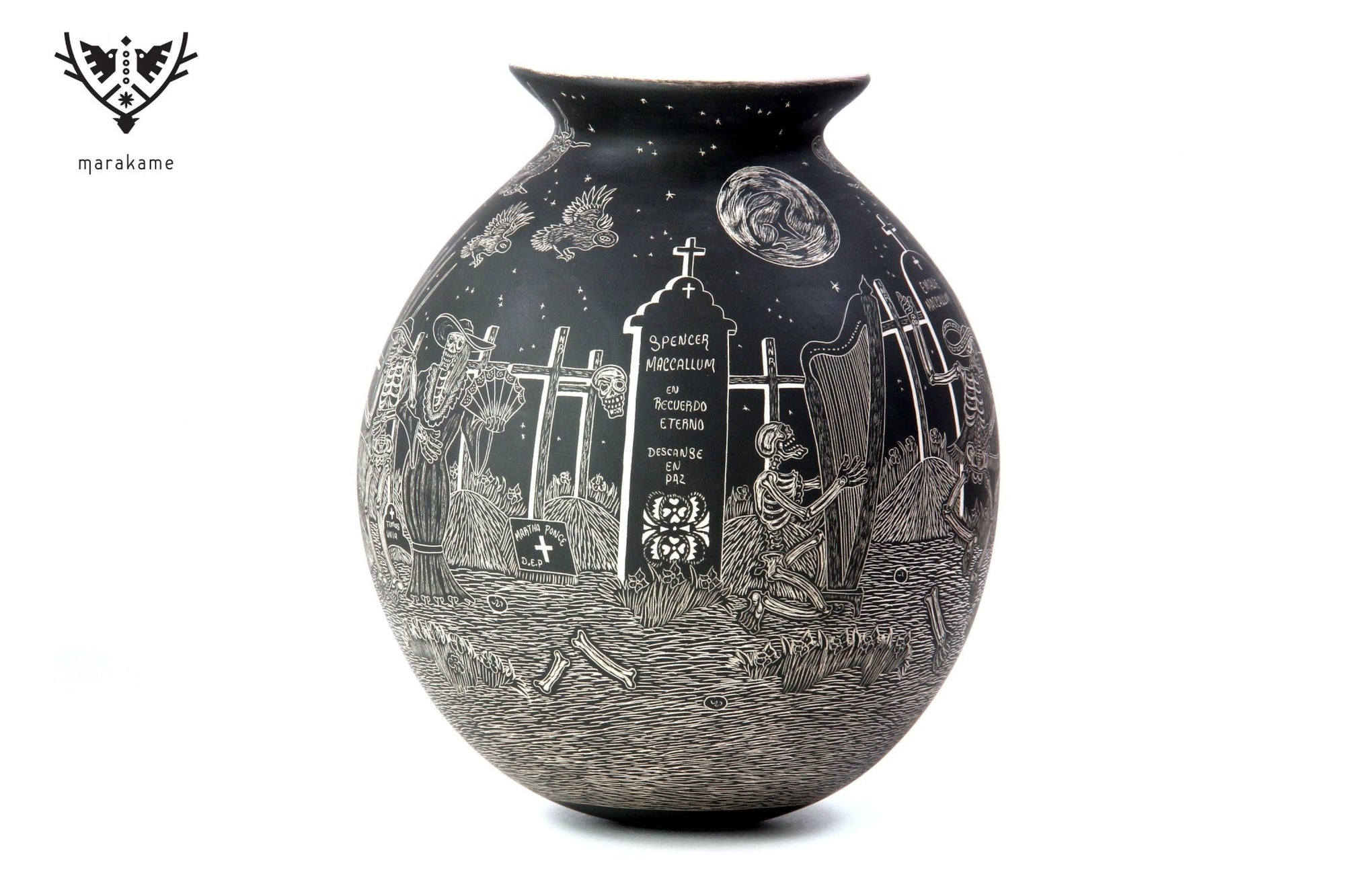 Mata Ortiz ceramics - Day of the Dead - Pantheon at night - Huichol art - Marakame