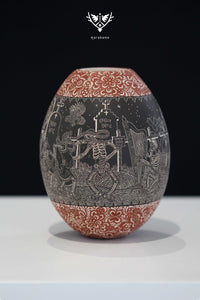 Cerámica de Mata Ortiz - Día de muertos V - Arte Huichol - Marakame