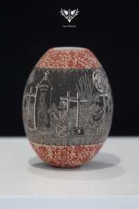 Cerámica de Mata Ortiz - Día de muertos V - Arte Huichol - Marakame
