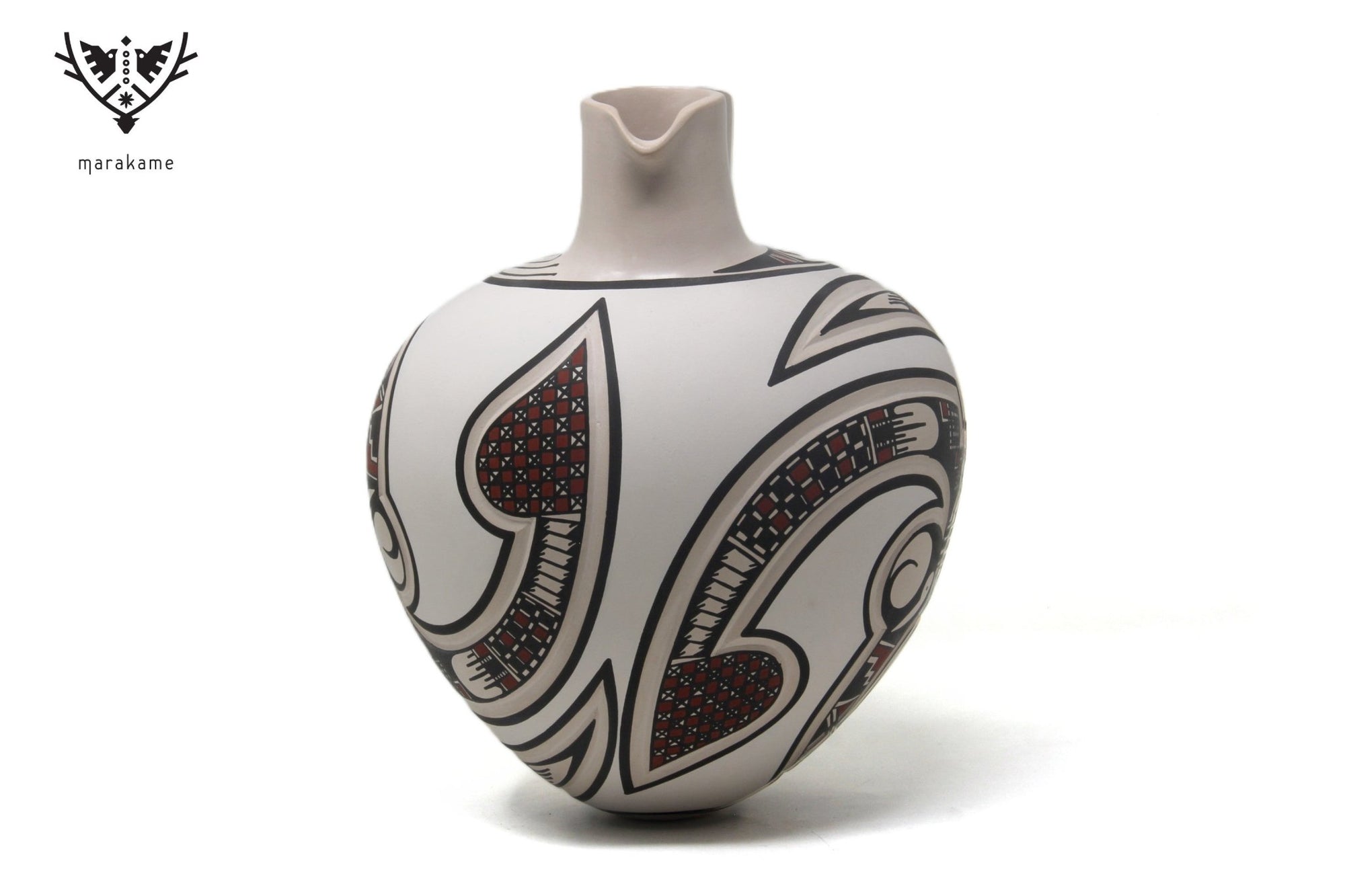 Mata Ortiz ceramic - Traditional double mouth - Huichol art - Marakame
