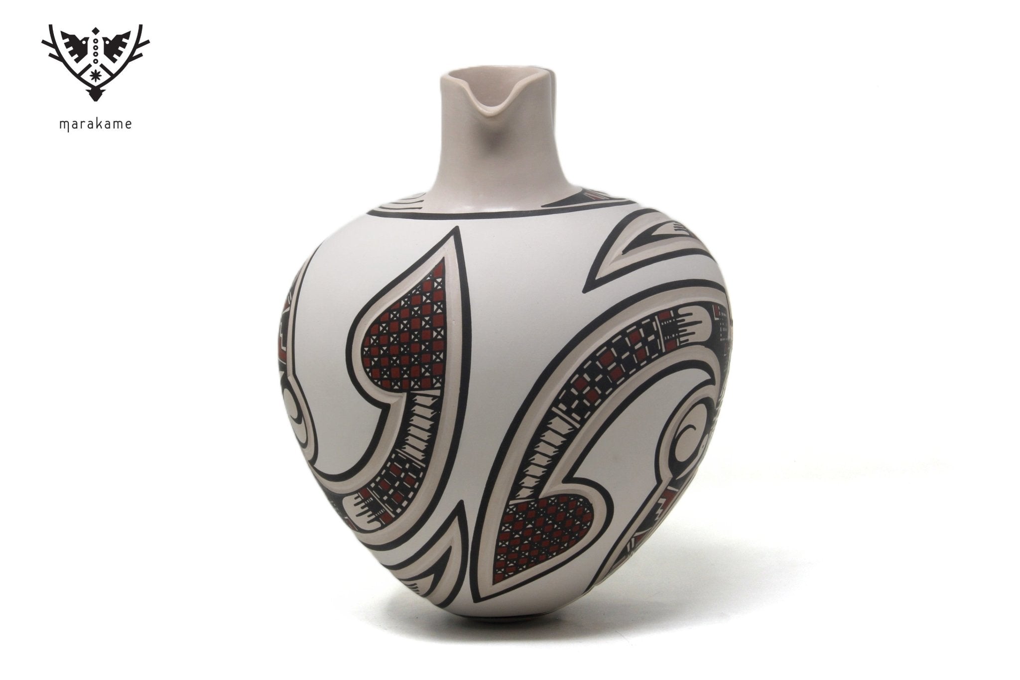 Mata Ortiz Keramik - Traditioneller Doppelmund - Huichol-Kunst - Marakame
