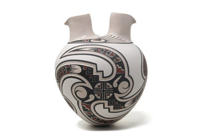 Mata Ortiz Keramik - Traditioneller Doppelmund - Huichol-Kunst - Marakame