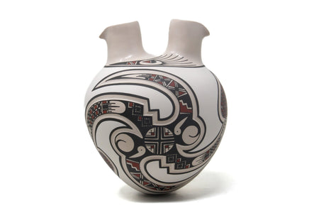 Mata Ortiz ceramic - Traditional double mouth - Huichol art - Marakame