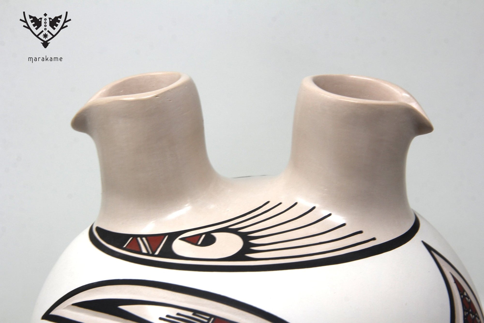 Mata Ortiz ceramic - Traditional double mouth - Huichol art - Marakame