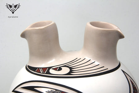 Mata Ortiz ceramic - Traditional double mouth - Huichol art - Marakame