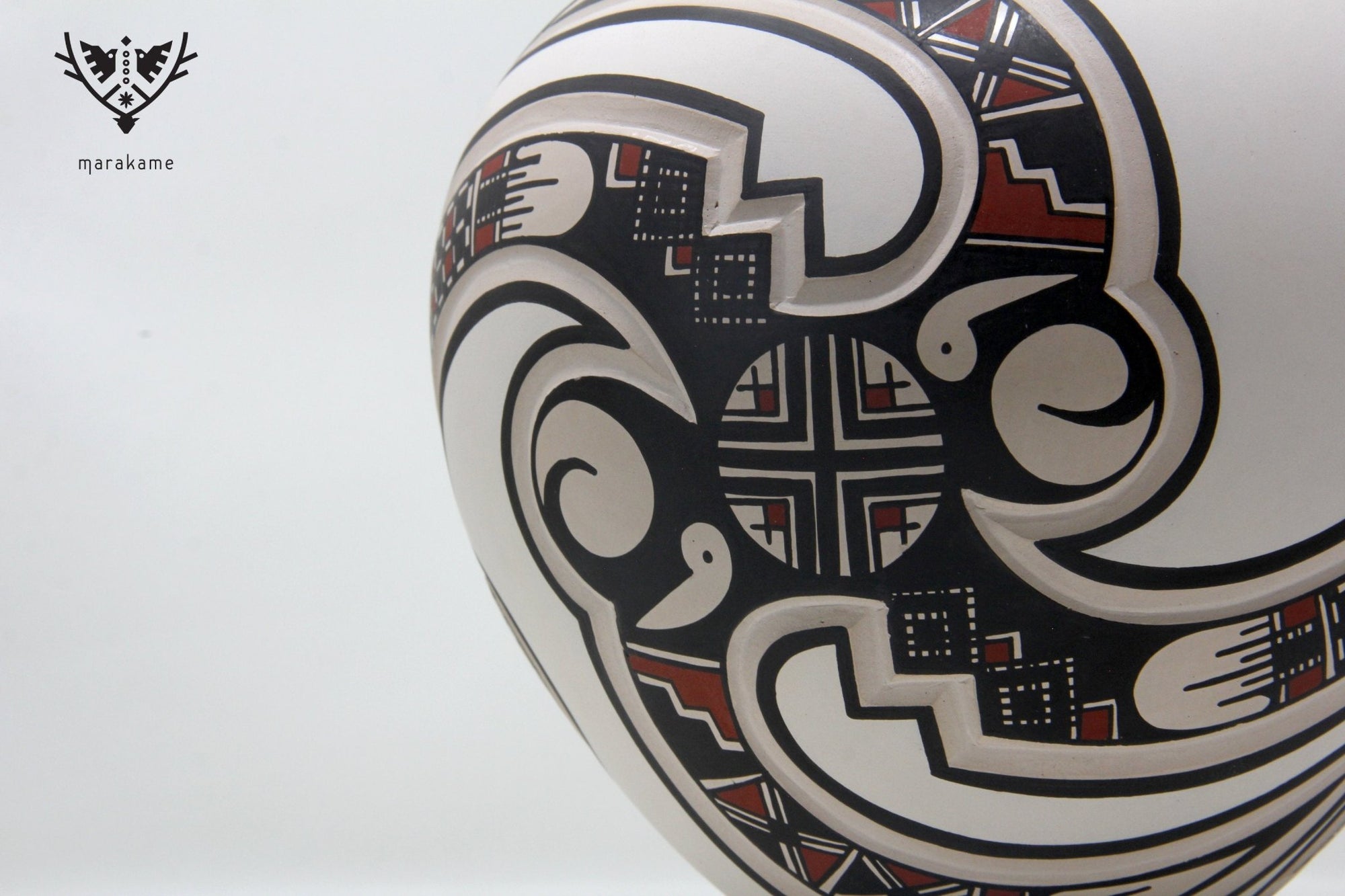 Mata Ortiz ceramic - Traditional double mouth - Huichol art - Marakame