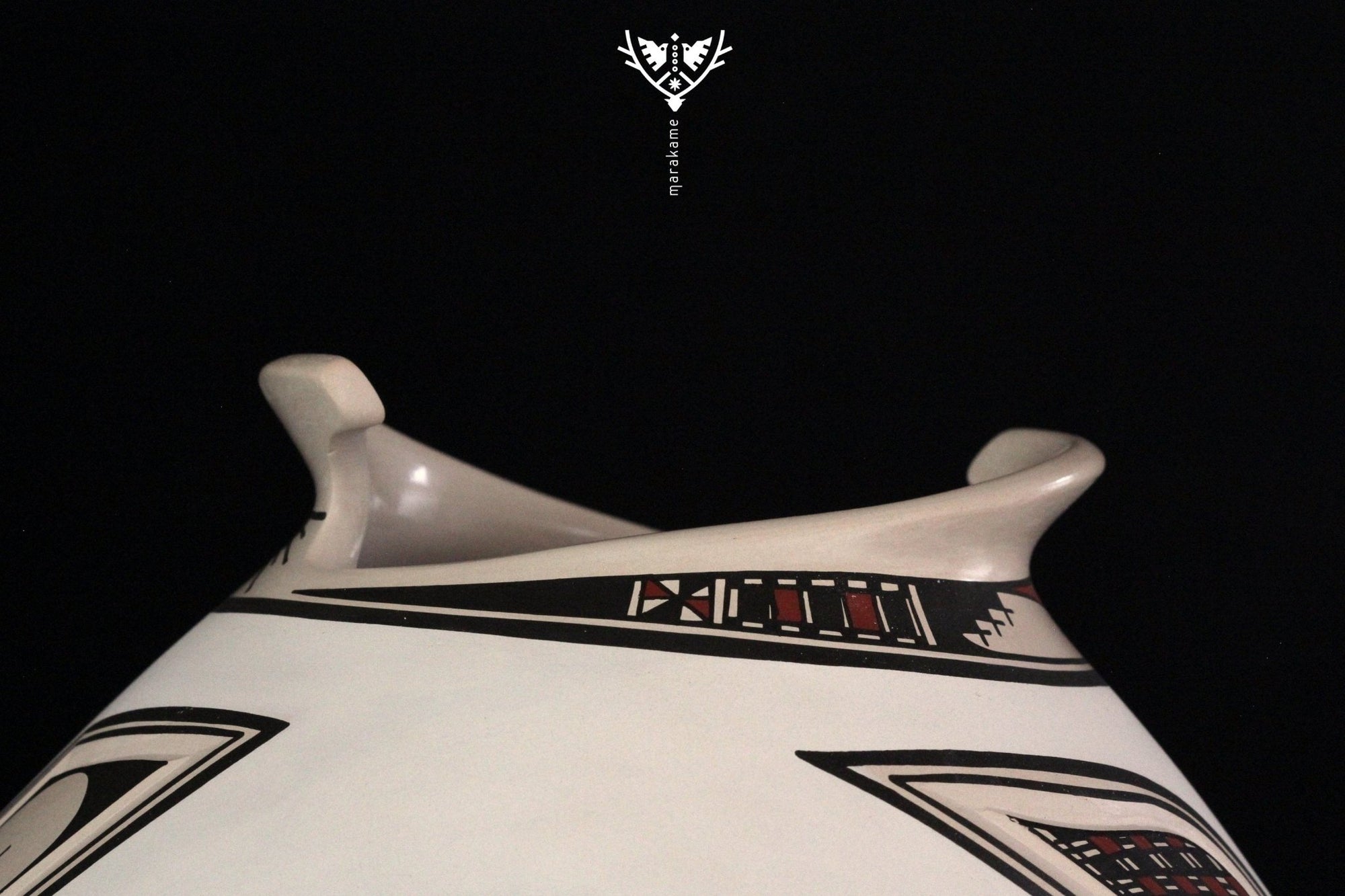 Cerámica de Mata Ortiz - Jarrón grande estilo tradicional - Arte Huichol - Marakame