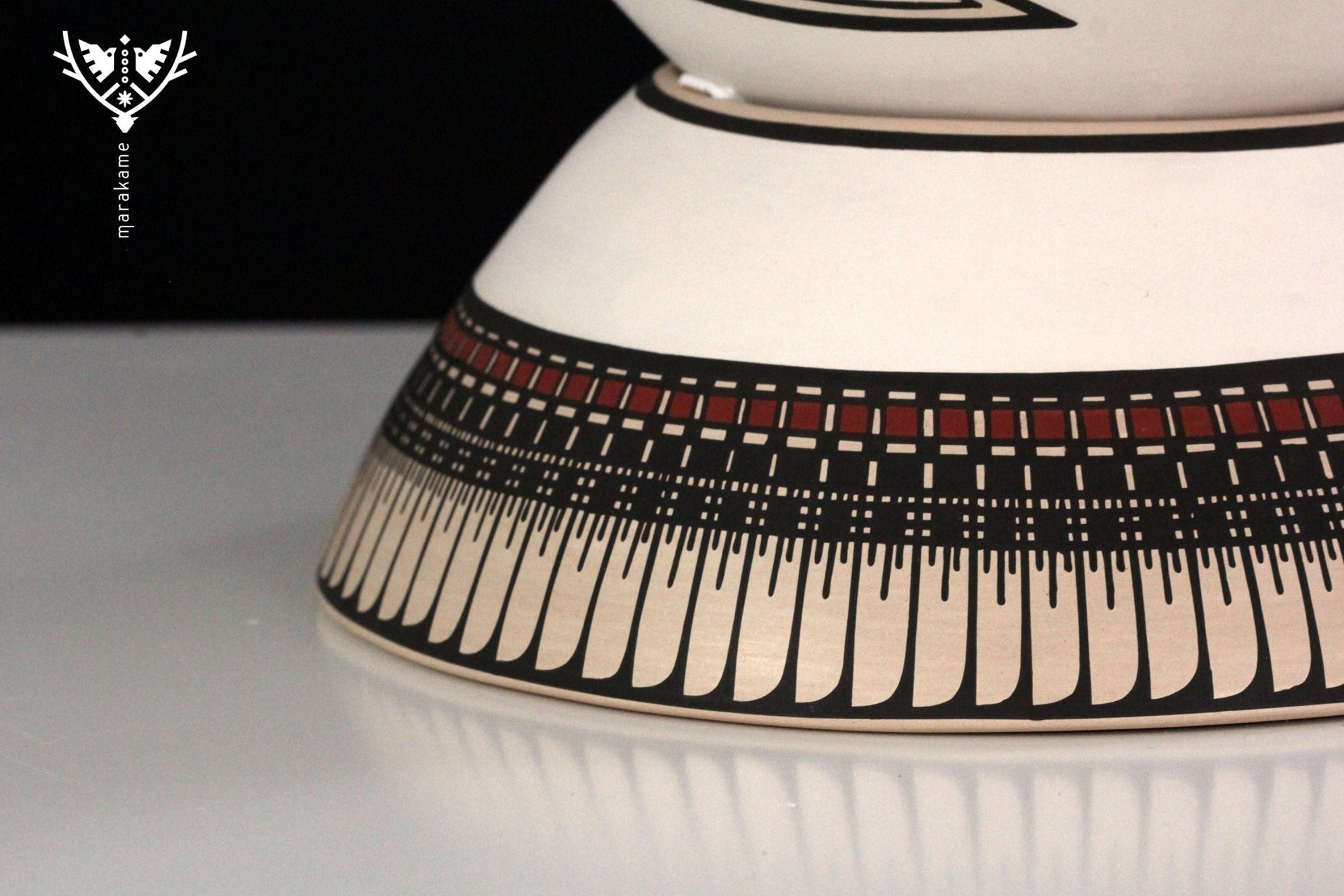 Cerámica de Mata Ortiz - Jarrón grande estilo tradicional - Arte Huichol - Marakame
