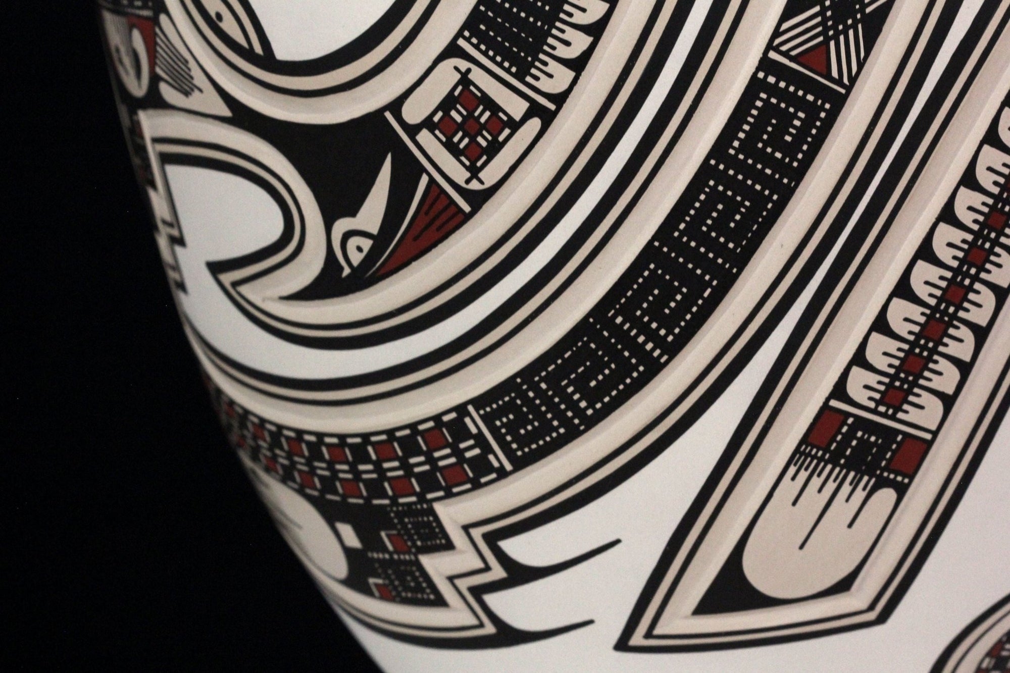 Cerámica de Mata Ortiz - Jarrón grande estilo tradicional - Arte Huichol - Marakame