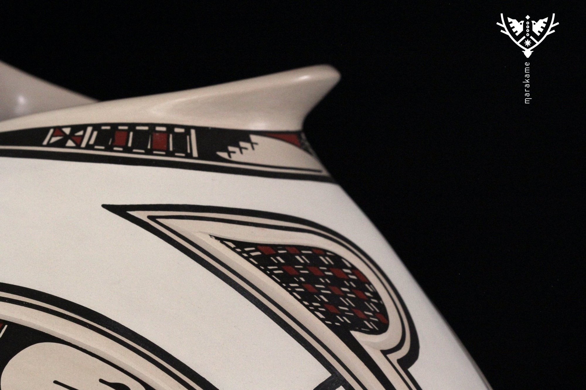 Cerámica de Mata Ortiz - Jarrón grande estilo tradicional - Arte Huichol - Marakame