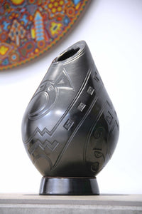 Mata Ortiz Ceramics - Black Vase I - Huichol Art - Marakame