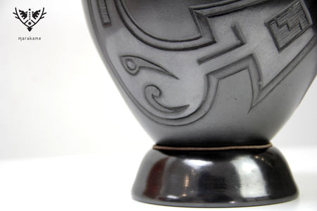 Mata Ortiz Ceramics - Black Vase II - Huichol Art - Marakame