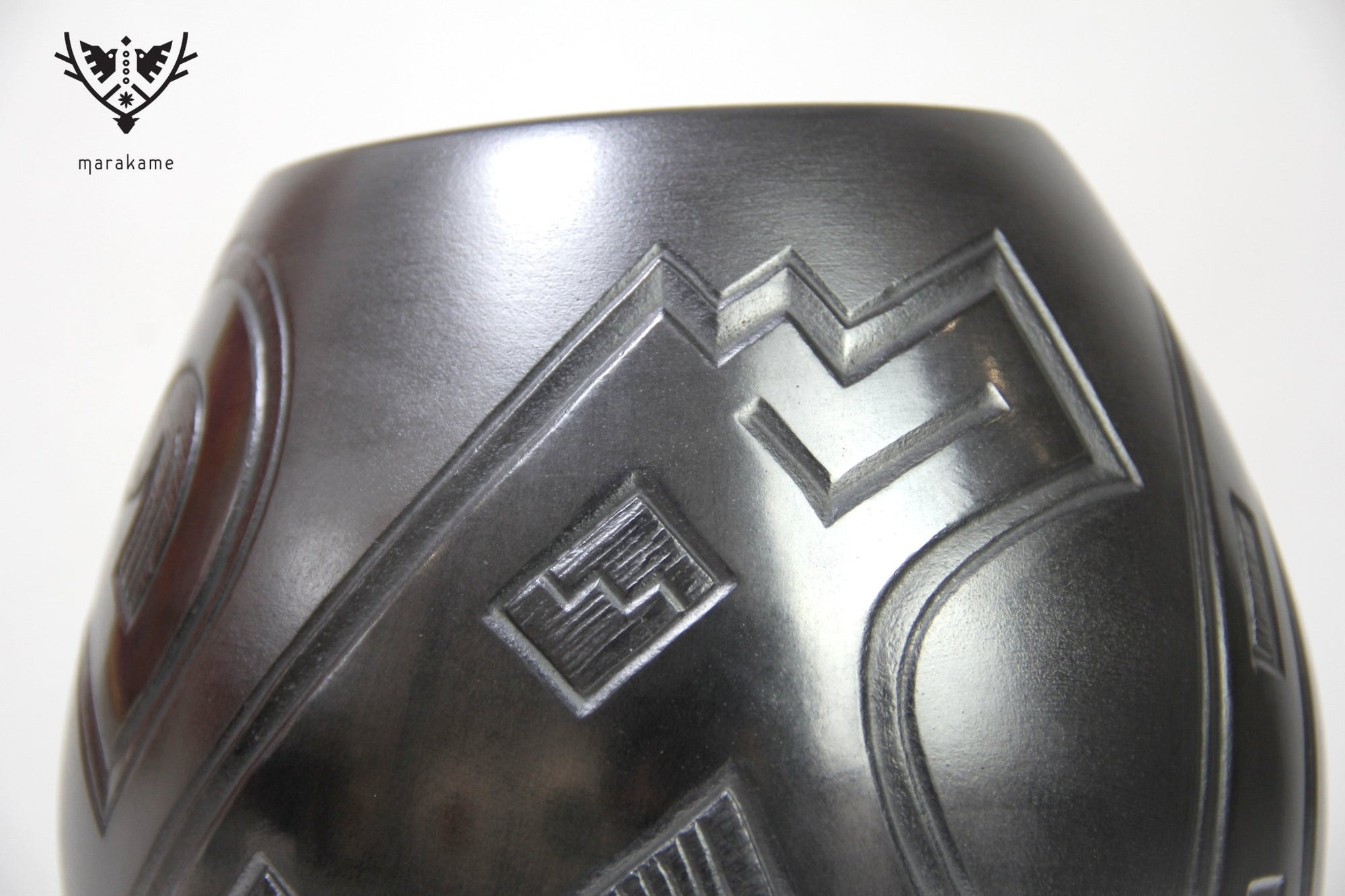 Mata Ortiz Ceramics - Black Vase II - Huichol Art - Marakame