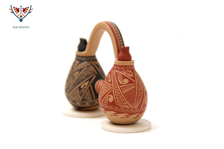 Mata Ortiz Ceramics - Miniature - Connected Vases - Huichol Art - Marakame