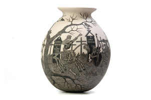 マタ・オルティスの陶器 - 死者の夜、昼間に飛ぶカラス - ウイチョル族の芸術 - マラカメ
