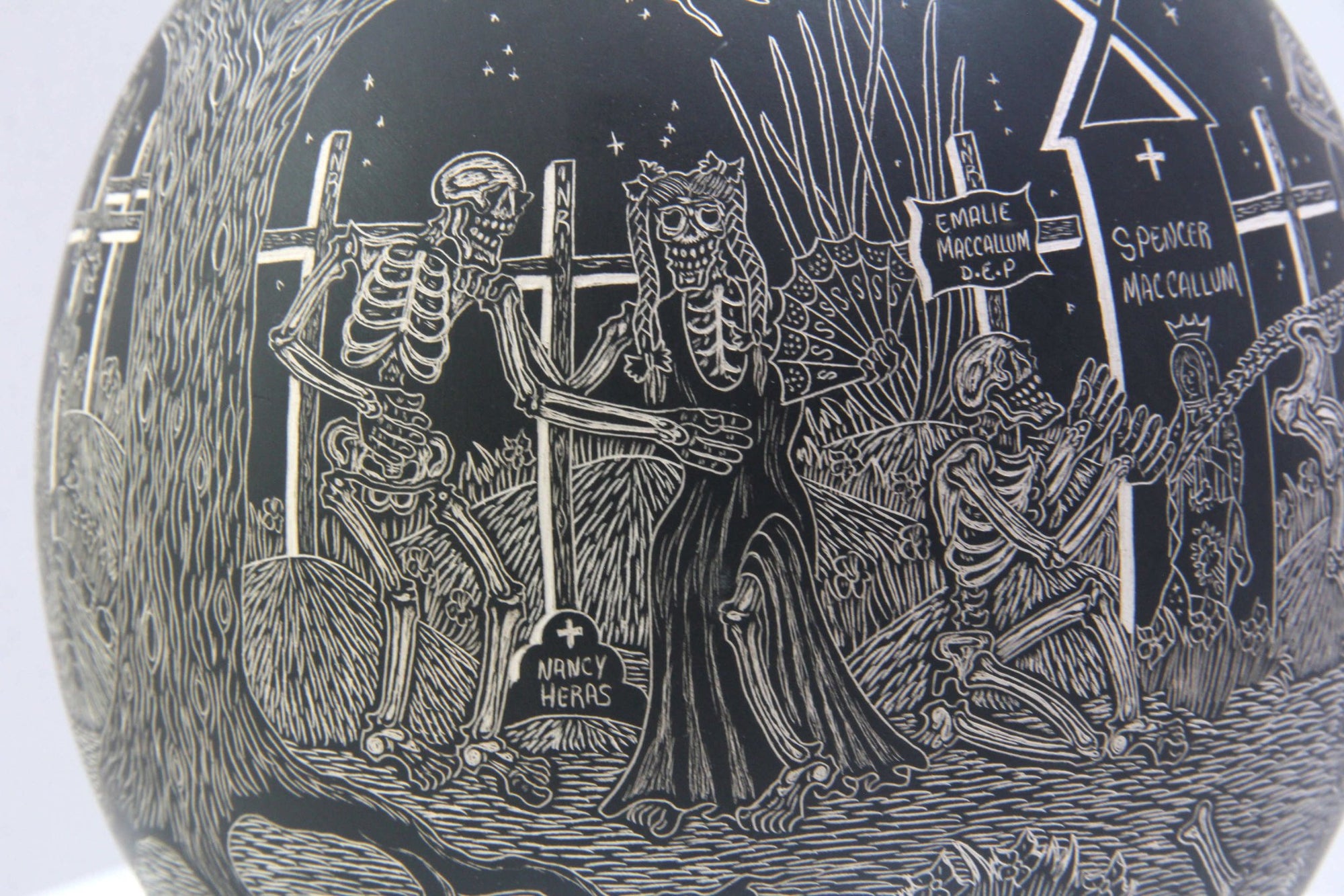 Ceramica Mata Ortiz - Notte dei morti, gufo che vola di notte - Arte Huichol - Marakame