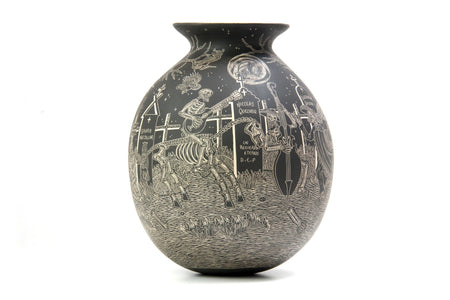 Céramique Mata Ortiz -Nuit des morts, hibou volant la nuit - Art Huichol - Marakame