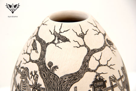 Mata Ortiz Keramik – Hund auf dem Tagesfriedhof – Tag der Toten – Huichol-Kunst – Marakame