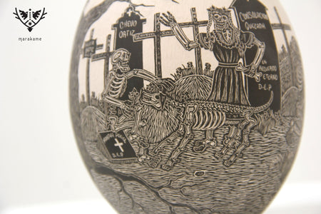 Mata Ortiz Keramik – Hund auf dem Tagesfriedhof – Tag der Toten – Huichol-Kunst – Marakame