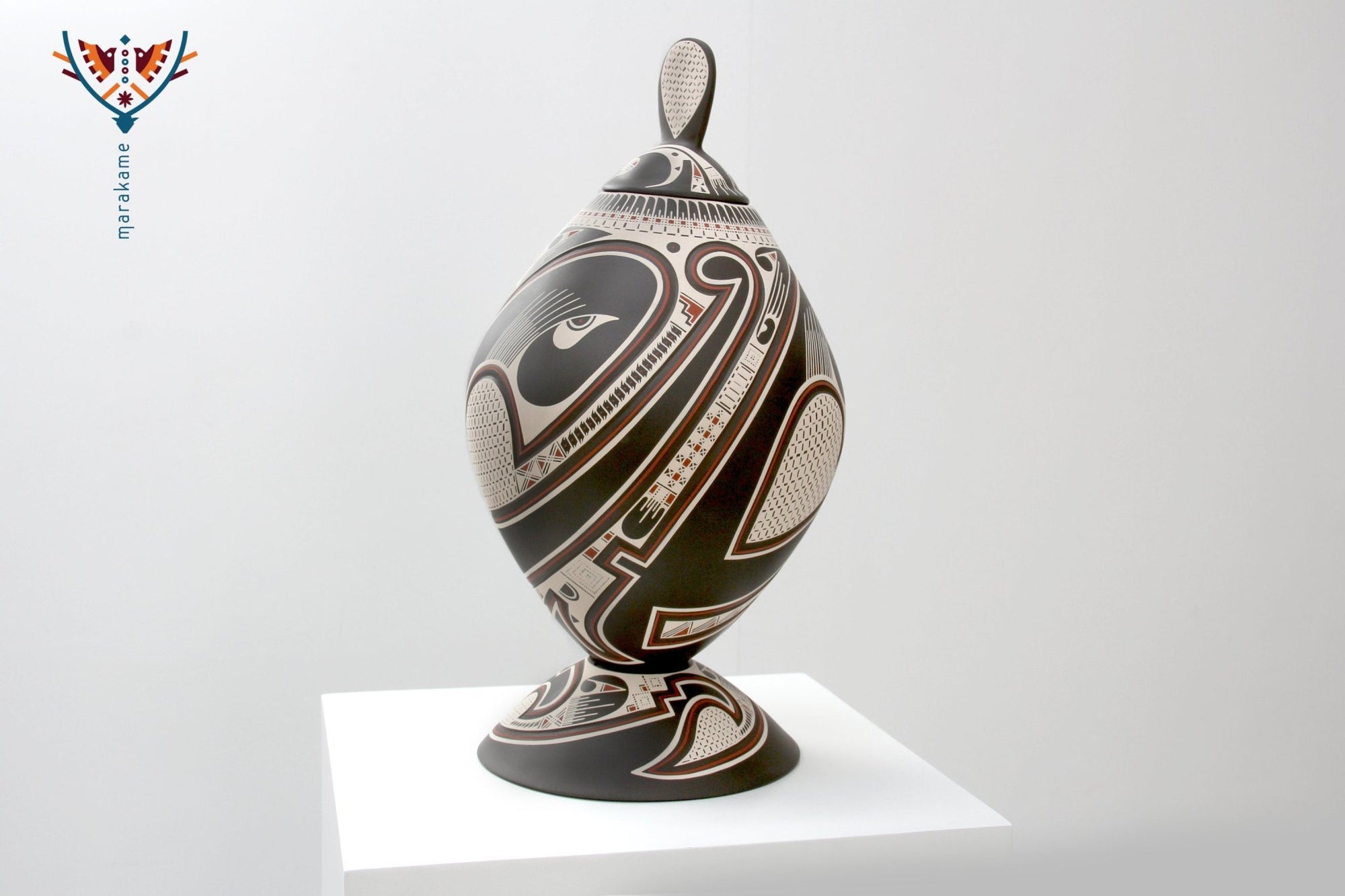 Céramique Mata Ortiz - Grande pièce d'aigle - Art Huichol - Marakame