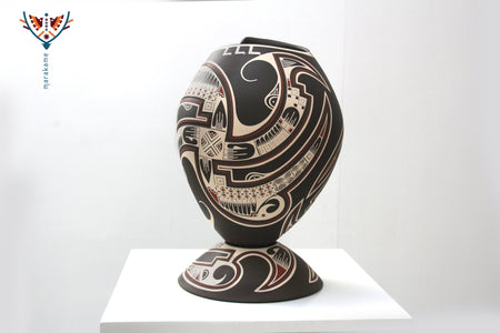 Céramique Mata Ortiz - Grande pièce brune - Art Huichol - Marakame