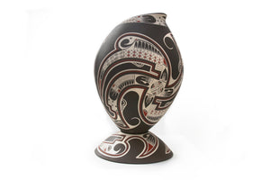 Ceramica Mata Ortiz - Grande pezzo marrone - Arte Huichol - Marakame