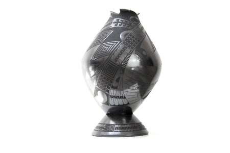 Ceramica Mata Ortiz - Grande pezzo nero V - Arte Huichol - Marakame
