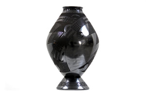 Ceramica Mata Ortiz - Grande pezzo nero VII - Arte Huichol - Marakame
